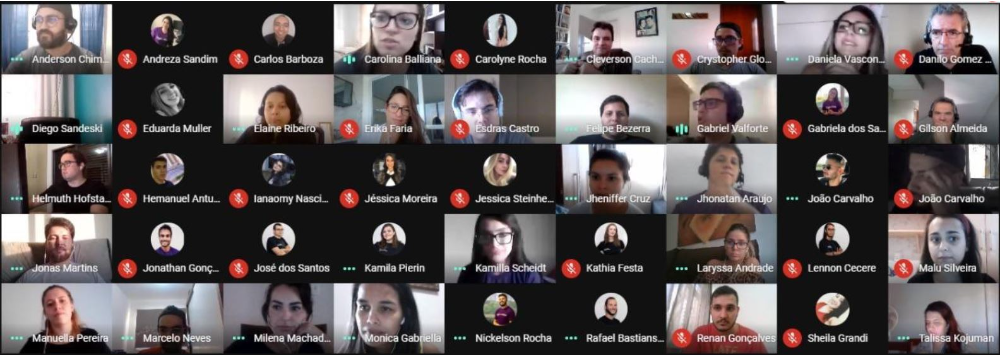 Nossa equipe em videoconferência home office